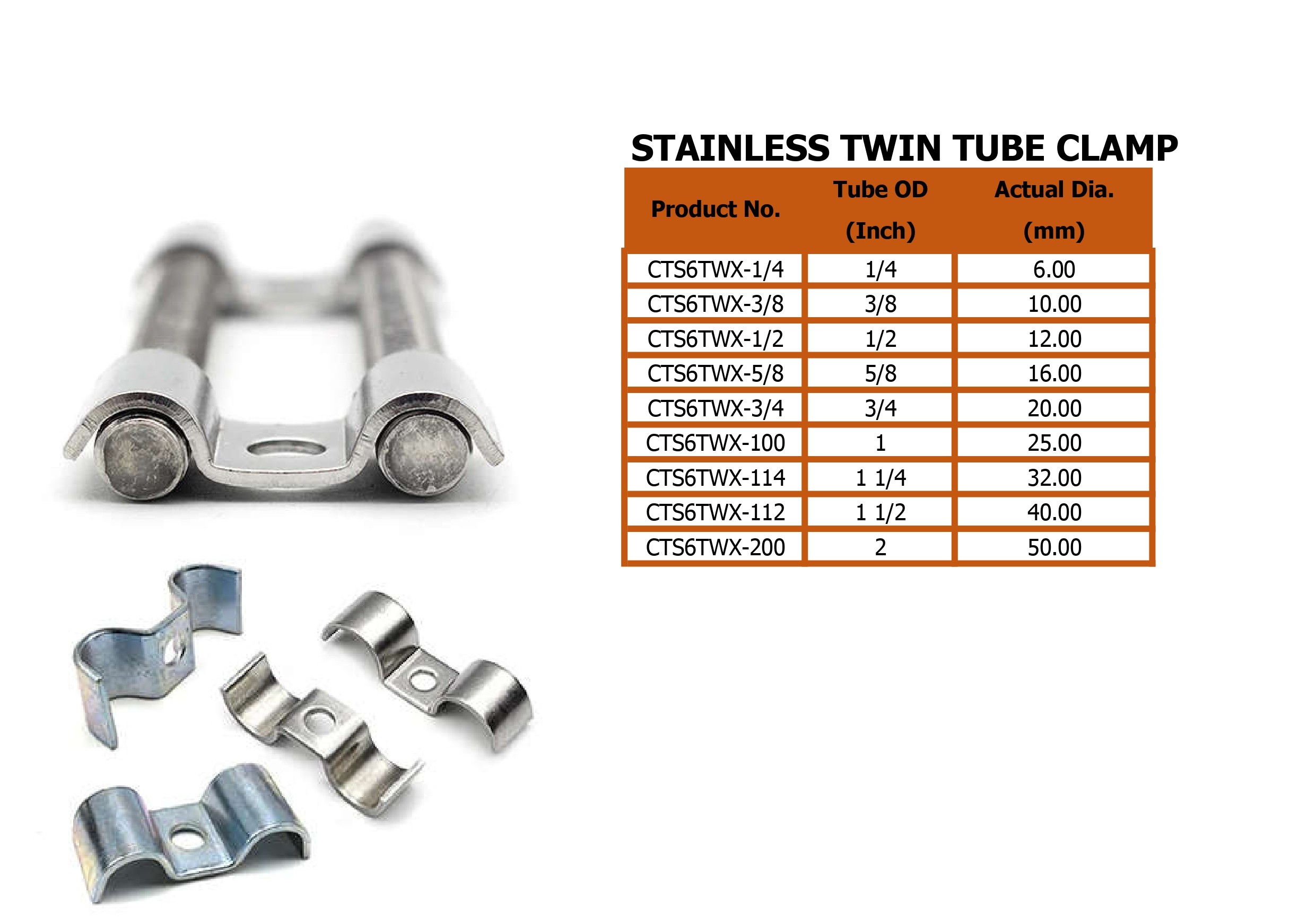Stainless Single Tube Clamp 2 Sides Saddle